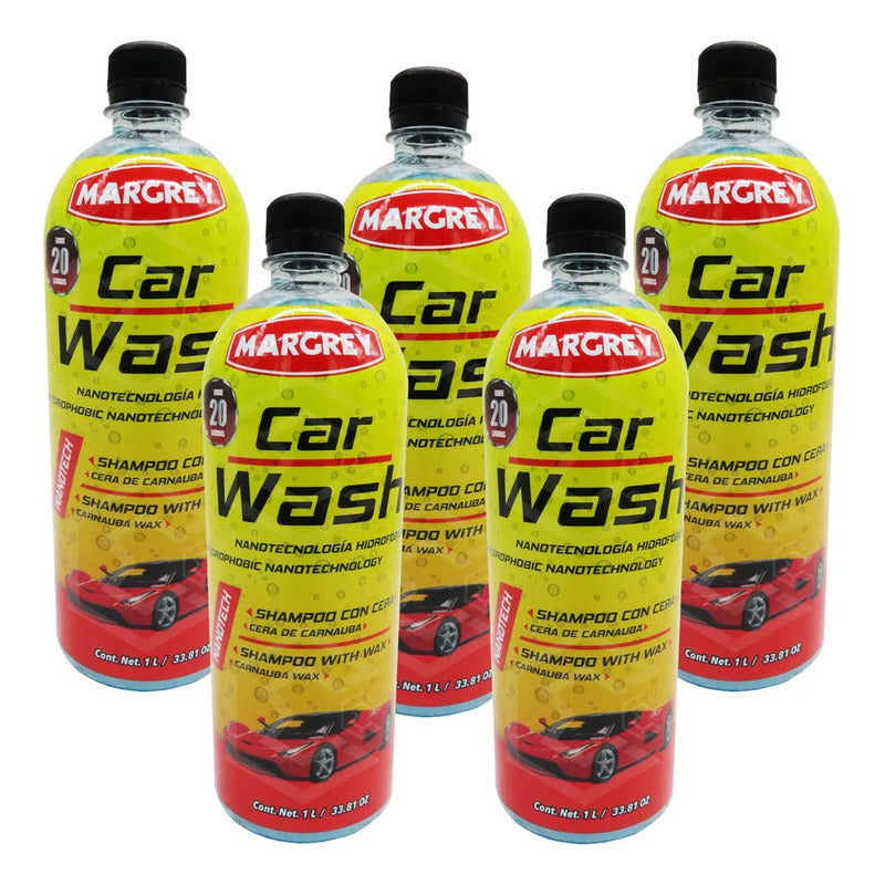 5 Shampoo Con Cera Para Auto Espumoso - Car Wash Margrey 1lt