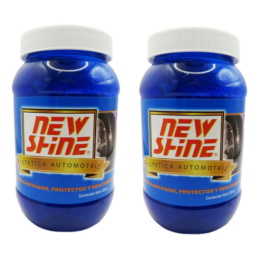 2 Gel Abrillantador Para Llanta New Shine Protege Y Renueva Azul Claro