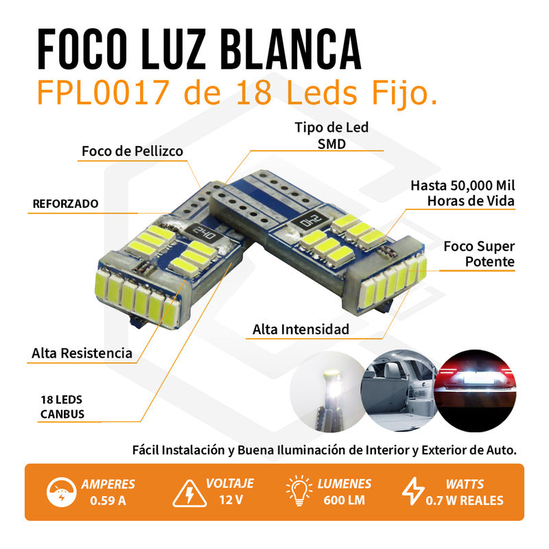 Kit 5 Par De Focos De Pellizco 18 Led Canbus Super Potente