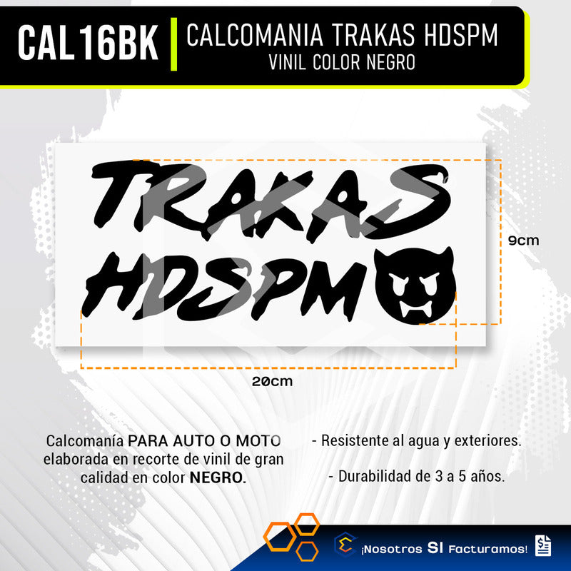 2 Calcomanía Trakas Hdspm Sticker Vinil Auto Moto 20cm X 9cm