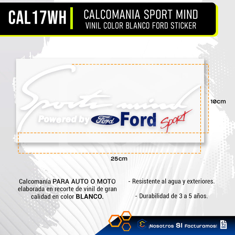 Calcomanía Sport Mind Ford Sticker Vinil Auto Moto 25cmx10cm
