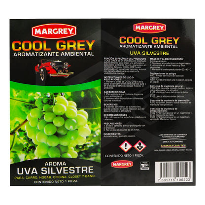 Aromatizante Auto Casa Ambiental Cool Grey Hoja Margrey30pza