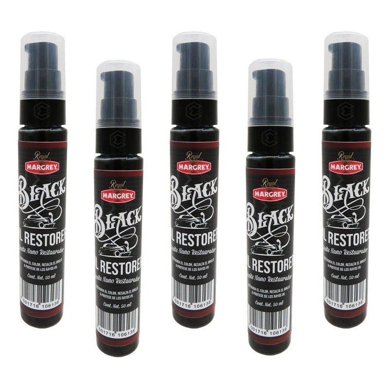 5 Restaurador De Plasticos Negros Oil Restorer 50ml Margrey
