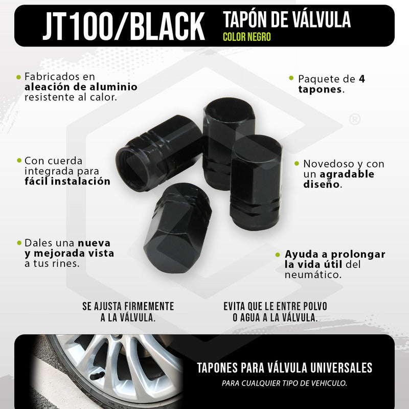 Kit 4 Tapon Cubre Pivote Válvula Metálico Hexagono Auto Moto