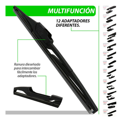 Pluma Limpiaparabrisas Trasera 10  12'' 14  12 Adaptadores