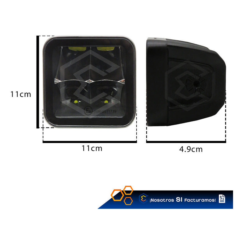 Par Faros 4 Led Luz Blanco Spot Fijo Estrobo 12,000lm 12-30v