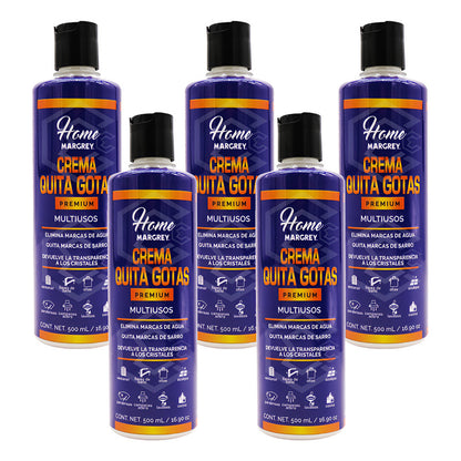 5 Crema Quita Gotas Vidrios Casa Hogar Premium 500ml Margrey Beige