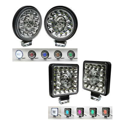 Par De Faros Calavera 26 Leds 4 Funciones Blanco-rgb 12-24v