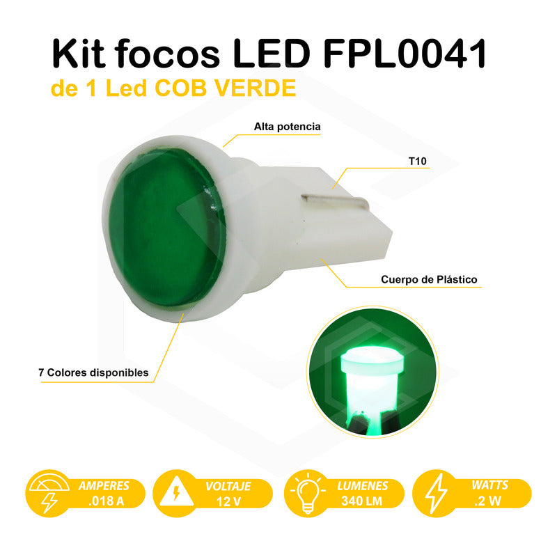 Kit De 10 Focos De Pellizco T10 1  Led Cob Alta Potencia 12v
