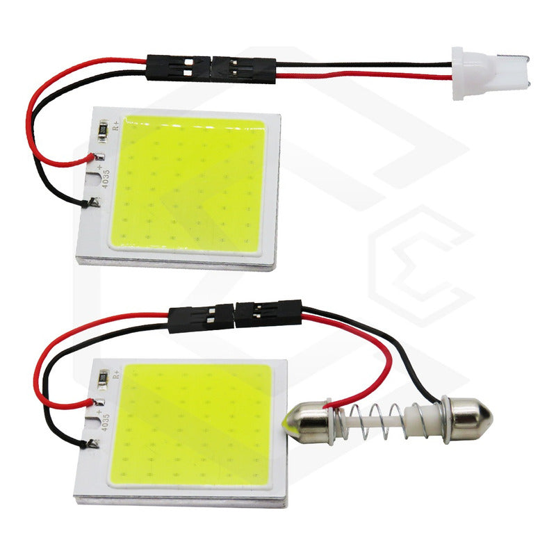 2 Placa Luz Interior Para Coche 24 48 Leds Cob 2 Adaptadores