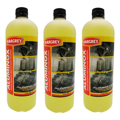 3 Abrillantador Para Aluminio Acero Margrey Aluminox 1 L Amarillo