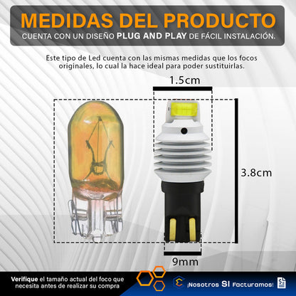 Par De Focos De Pellizco T10 12 Leds Csp Canbus 8.5w 10-60v