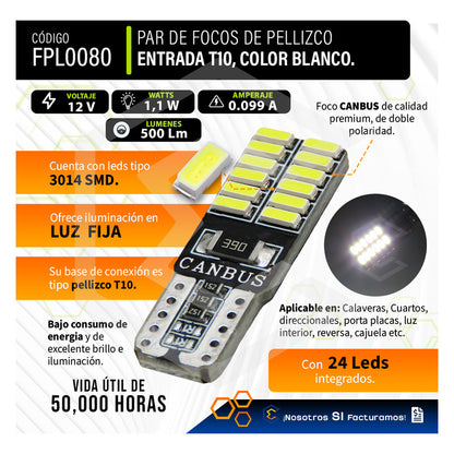 Par De Focos Pellizco 24 Leds Con Canbus Alta Intensidad 12v