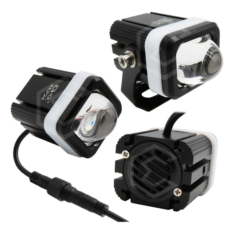 Par Faros 10 Leds Bicolor Rojo Con Lupa 4 Funciones 10-30v