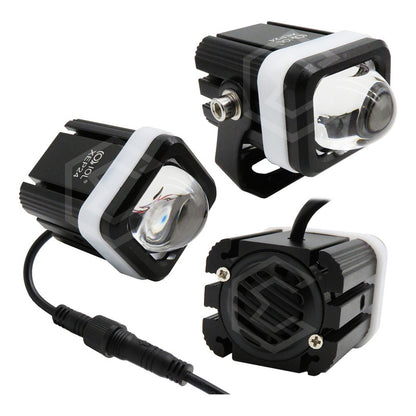 Par Faros 10 Leds Bicolor Rojo Con Lupa 4 Funciones 10-30v