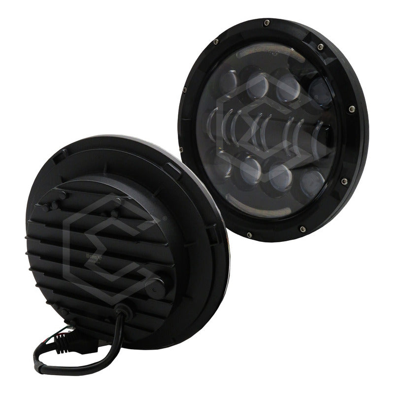 Par Faros Led 7'' Pulgadas Redondo Jeep Vocho 16 Lupa 12-24v