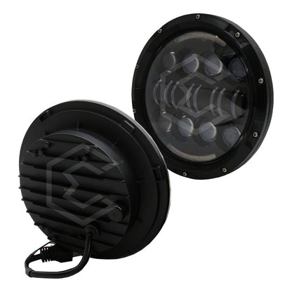 Par Faros Led 7'' Pulgadas Redondo Jeep Vocho 16 Lupa 12-24v