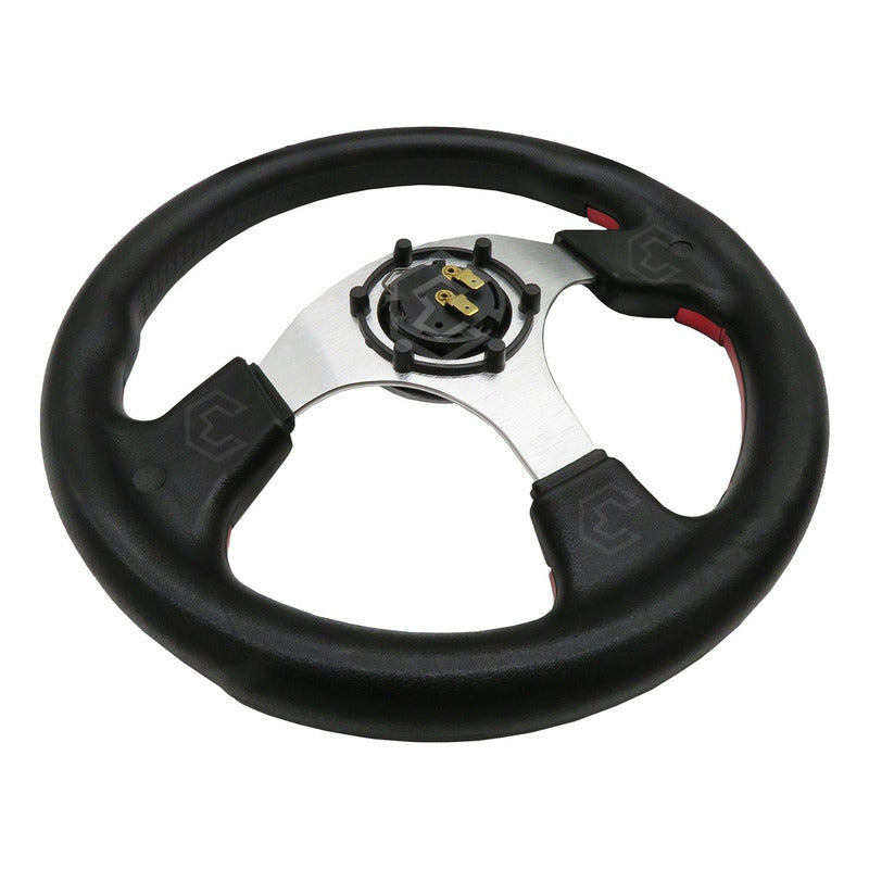 Volante Deportivo Universal D Metal Acabado Color Rojo Negro