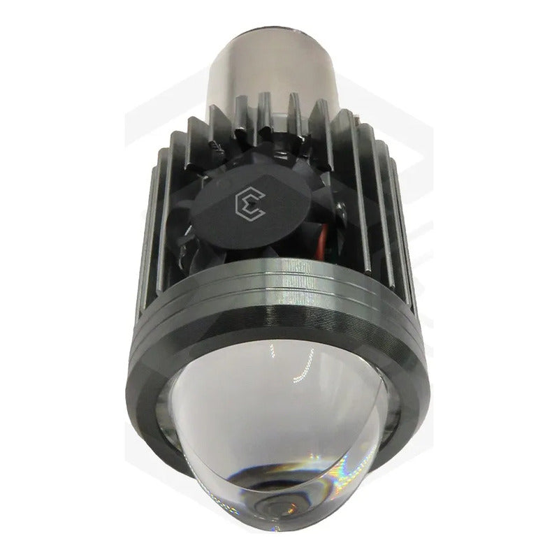 Foco Moto H4 Lupa Con Ventilador Ba20d Bicolor 6 Leds Csp