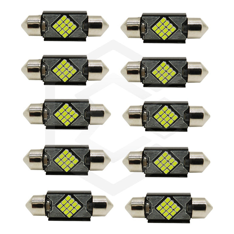 10 Focos 12 Led Canbus C10w Festoon Fusible Interior 12/24v