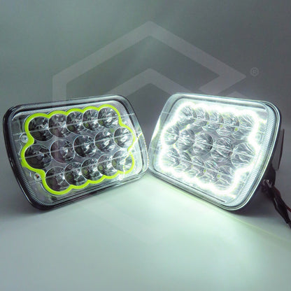 Par Unidad 5x7 108 Led Blanco Aro De Angel Alta/baja 12/24v
