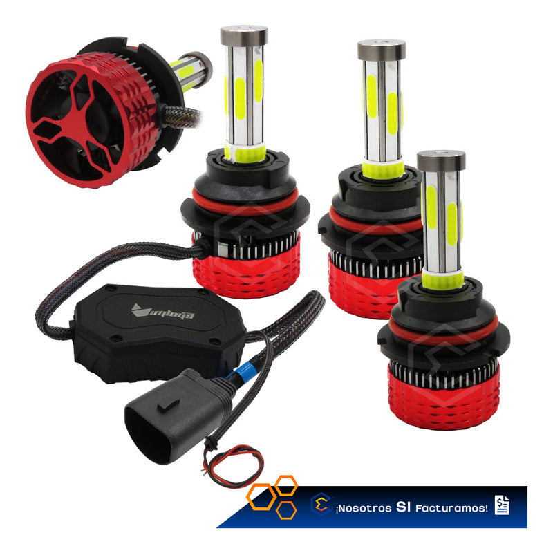2 Focos Led 9004 Ventilador Alta Y Baja Aro 15,000lm 12-24v 9004