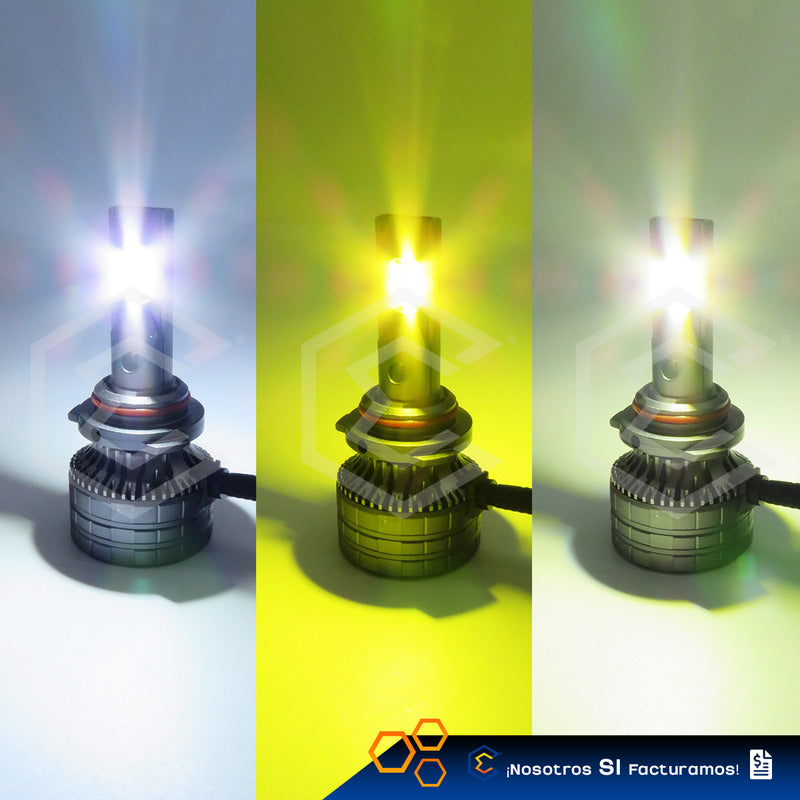 Kit 2 Focos 9006 12 Led Alta Baja Tricolor Control Nitrogeno 9006