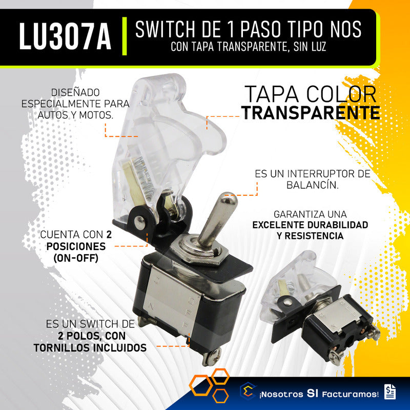 Switch Interruptor 1 Paso Tipo Nos Con Tapa Sin Luz 1 Pieza