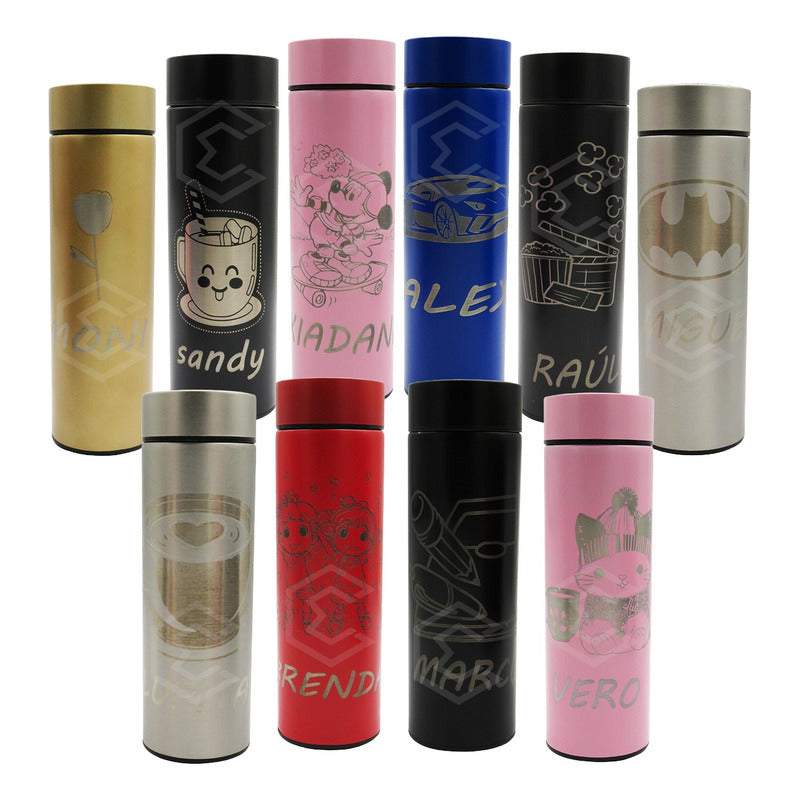 Termo Digital Personalizado Nombre Logo Grabado Láser 500ml