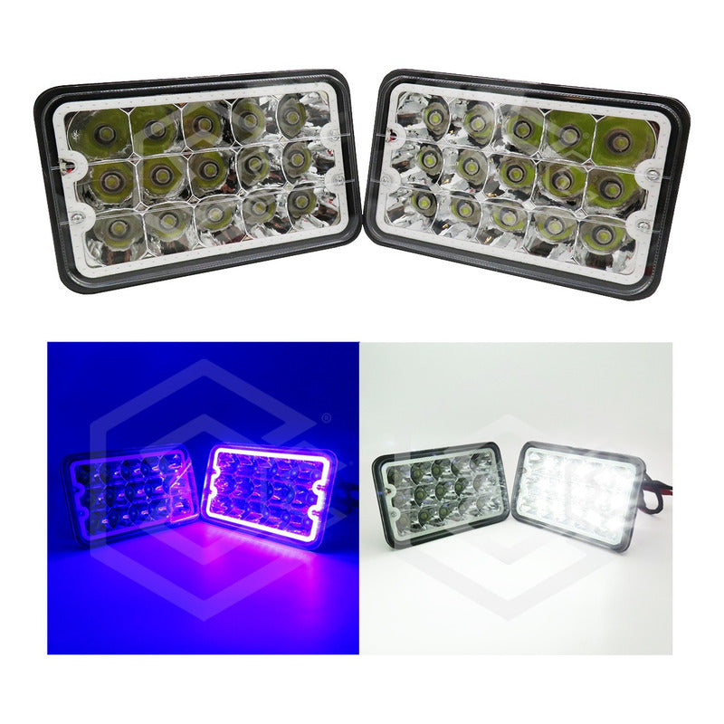 Par Unidad 4x6 99 Led Blanco Aro De Angel  Alta/baja 12/24v