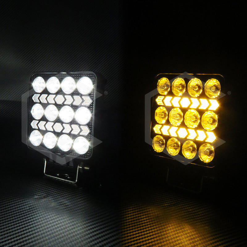 Par Faros 16 Leds 10 Lupas Bicolor 3 Funciones Flecha 12-24v