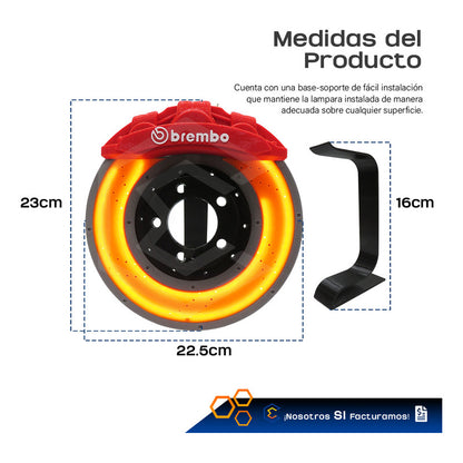 Lampara De Led Disco Freno Brembo Caliper Decorativa 3d Petg Rojo