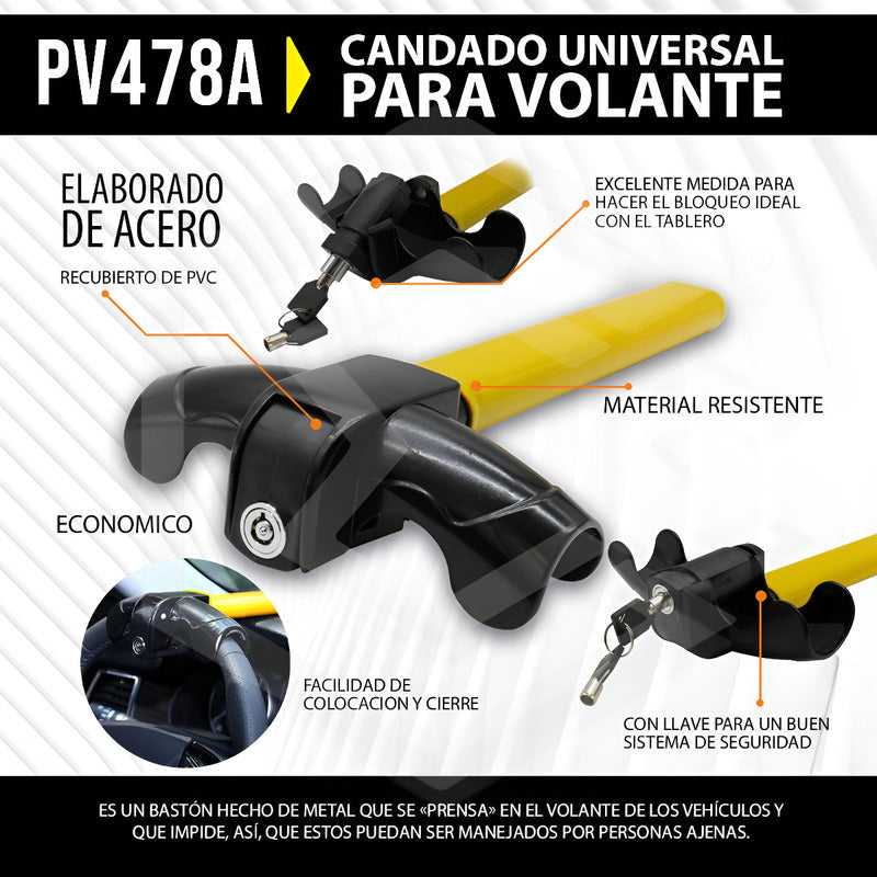 Candado Seguro Anti Robo Para Volante Tablero Tipo Hammer