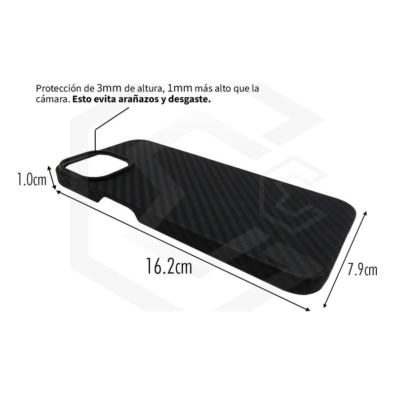 Funda Case De iPhone 13-14 Fibra De Carbono 100% Real