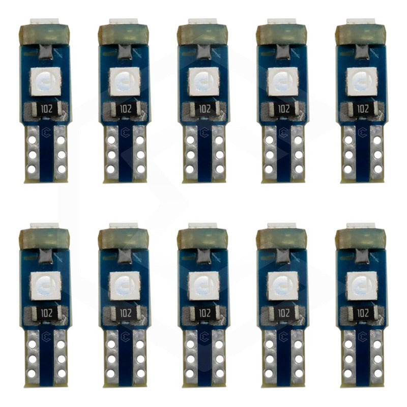 Kit 10 Focos 3 Leds Tablero Mandos T5 3030 3w 12v Colores
