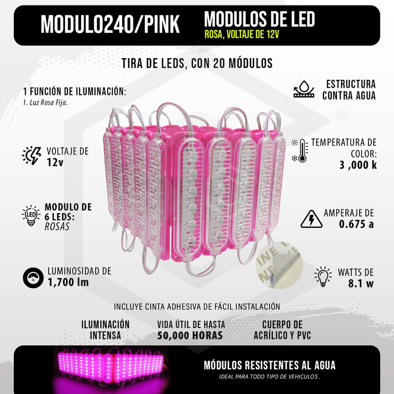 20 Módulos 6 Led Acrilico Alta Intensidad Color A Elegir 12v