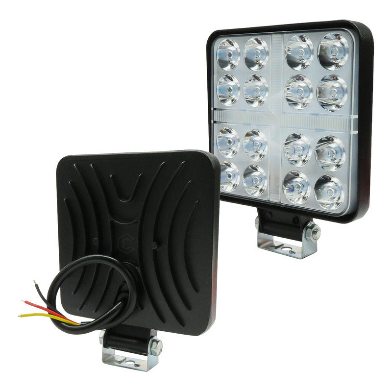 Par De Faros Cuadrados 33 Leds Aro De Luz Cruz Ip67 12-24v