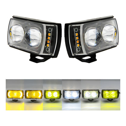 Par Faros 20 Leds 2 Lupas Blanco Ambar Fijo Estrobo 12-80v