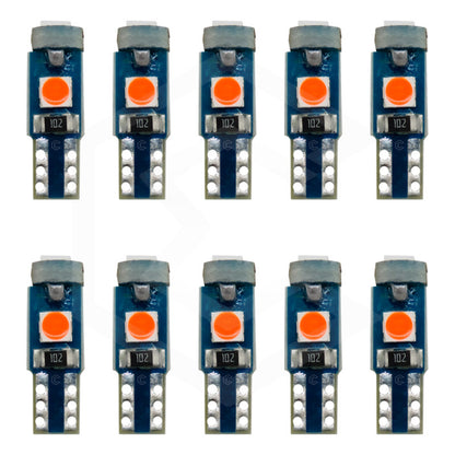 Kit 10 Focos 3 Leds Tablero Mandos T5 3030 3w 12v Colores