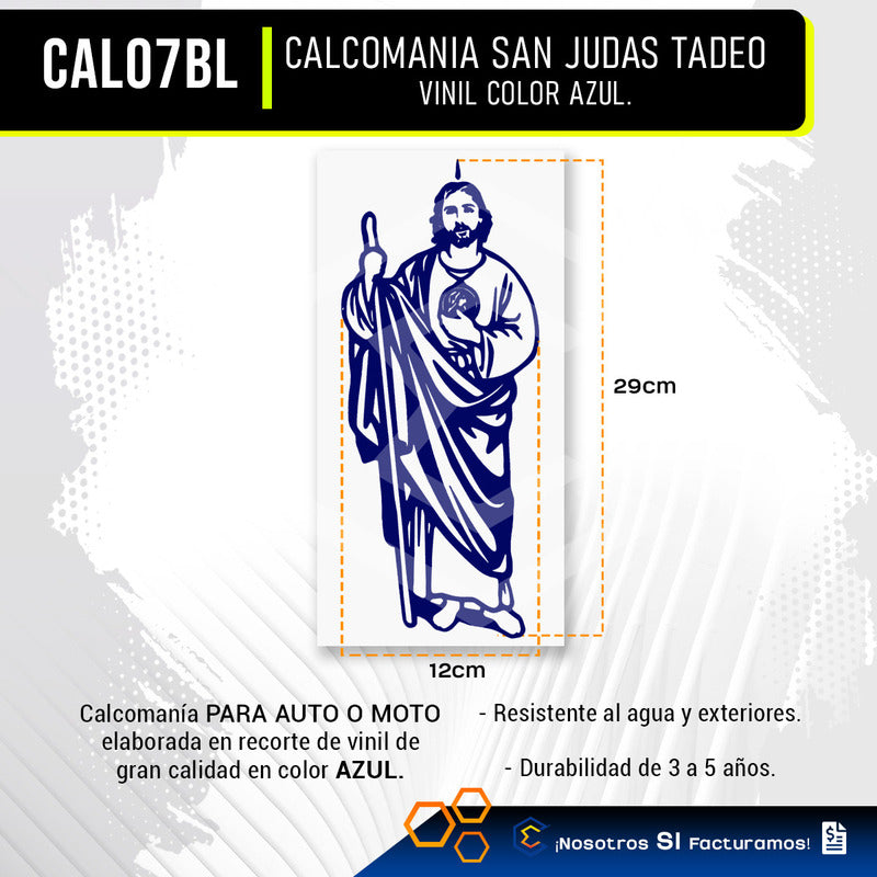 2 Calcomanía San Judas Tadeo Sticker Vinil Auto Moto 29x12cm
