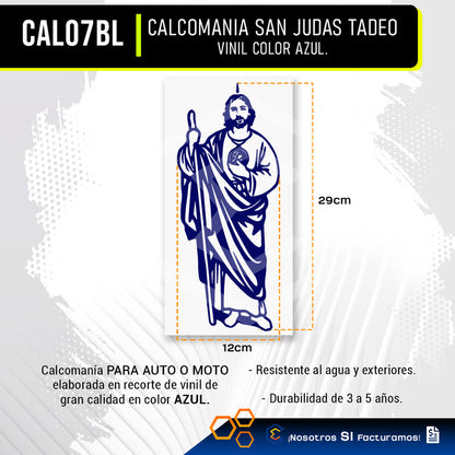 2 Calcomanía San Judas Tadeo Sticker Vinil Auto Moto 29x12cm