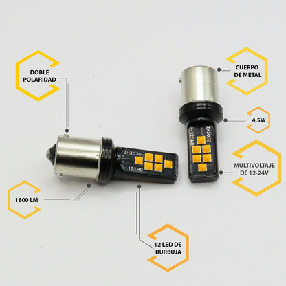 2 Focos 12 Led Canbus Cuarto Stop 12-24v 1156 57 3157  7507