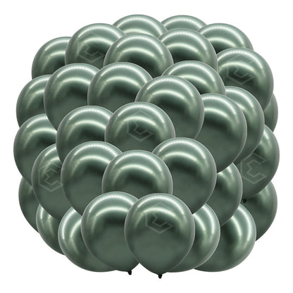Bolsa 50 Globos Verde Oscuro Metalico #10 Fiesta Boda Latex Verde Oscuro Metalico