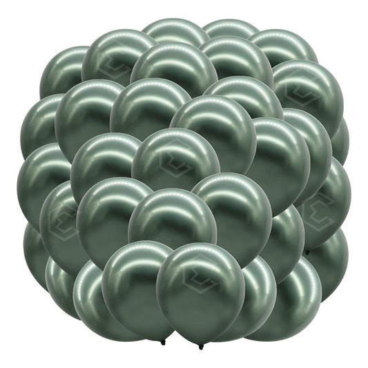 Bolsa 50 Globos Verde Oscuro Metalico #10 Fiesta Boda Latex Verde Oscuro Metalico