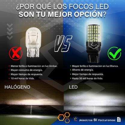 Par Focos 7443 T20 144 Leds Canbus Cristal Cuartos Stop 12v