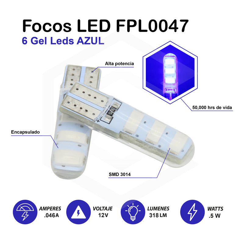 Kit De 10 Focos De Pellizco T10 6 Gel Leds Smd Alta Potencia
