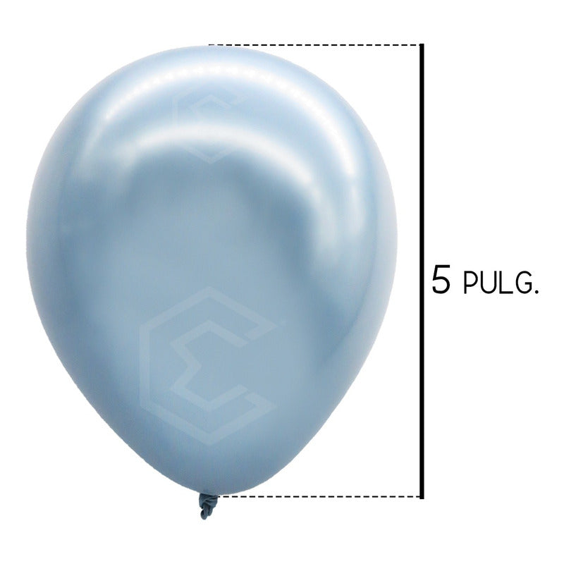 Bolsa 100 Globos Azul Claro Metalico #5 Fiesta Boda Latex Azul Claro Metalico