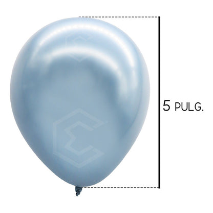 Bolsa 100 Globos Azul Claro Metalico #5 Fiesta Boda Latex Azul Claro Metalico