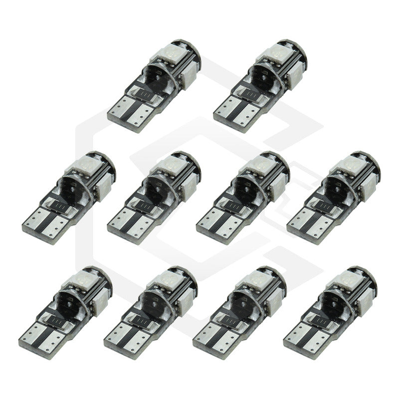 Kit De 10 Focos De Pellizco T10 5  Leds 5050 Alta Potencia