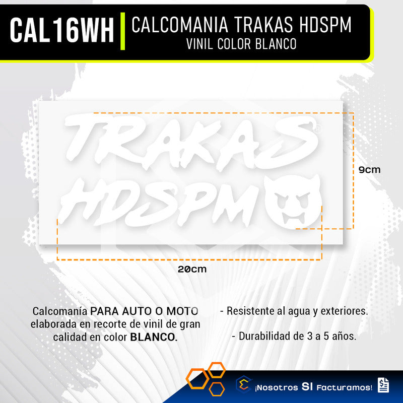 2 Calcomanía Trakas Hdspm Sticker Vinil Auto Moto 20cm X 9cm